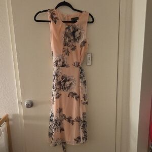 Jessica Howard Pink and Black Floral Midi Dress